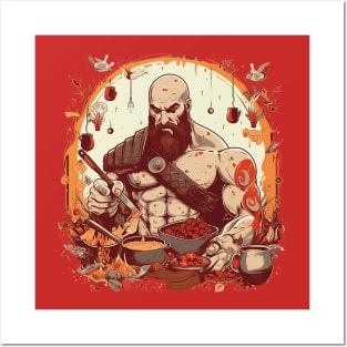 kratos cooking Posters and Art